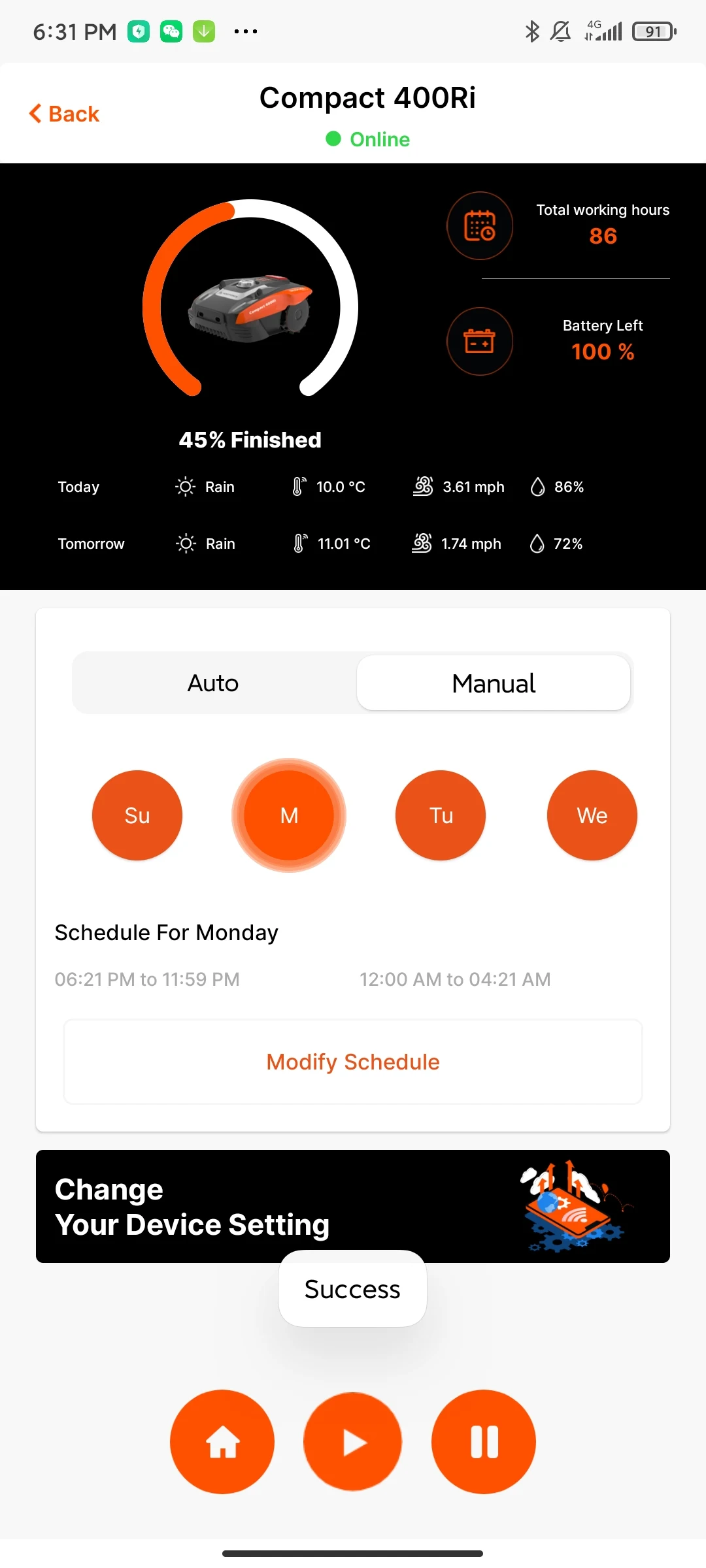 MowBeetle app interface