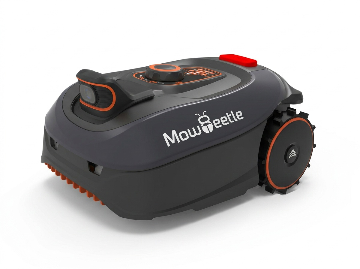 MowBeetle robotic lawn mower studio portrait